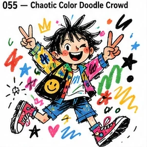 #055 Chaotic Color Doodle Crowd
