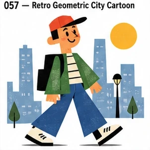 #057 Retro Geometric City Cartoon