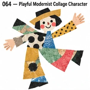 #064 Playful Modernist Collage Character