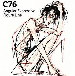 #076 Angular Expressive Figure Line