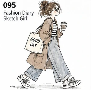 #095 Fashion Diary Sketch Girl