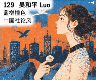 #129 Blue-Orange Grainy Chinese Editorial