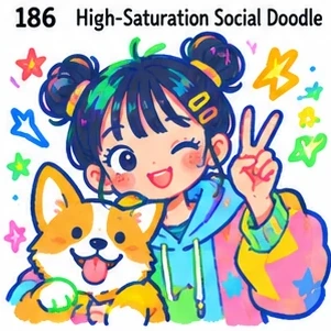 #186 High-Saturation Social Doodle