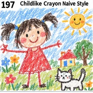 #197 Childlike Crayon Naive Style