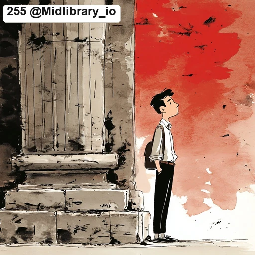 #255 Modern Minimalist Sumi-e & Red Gouache Illustration