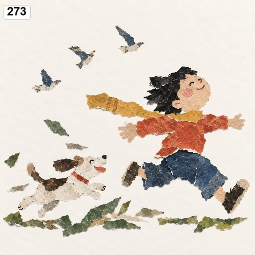 #273 Hand-Torn Paper Collage Illustration